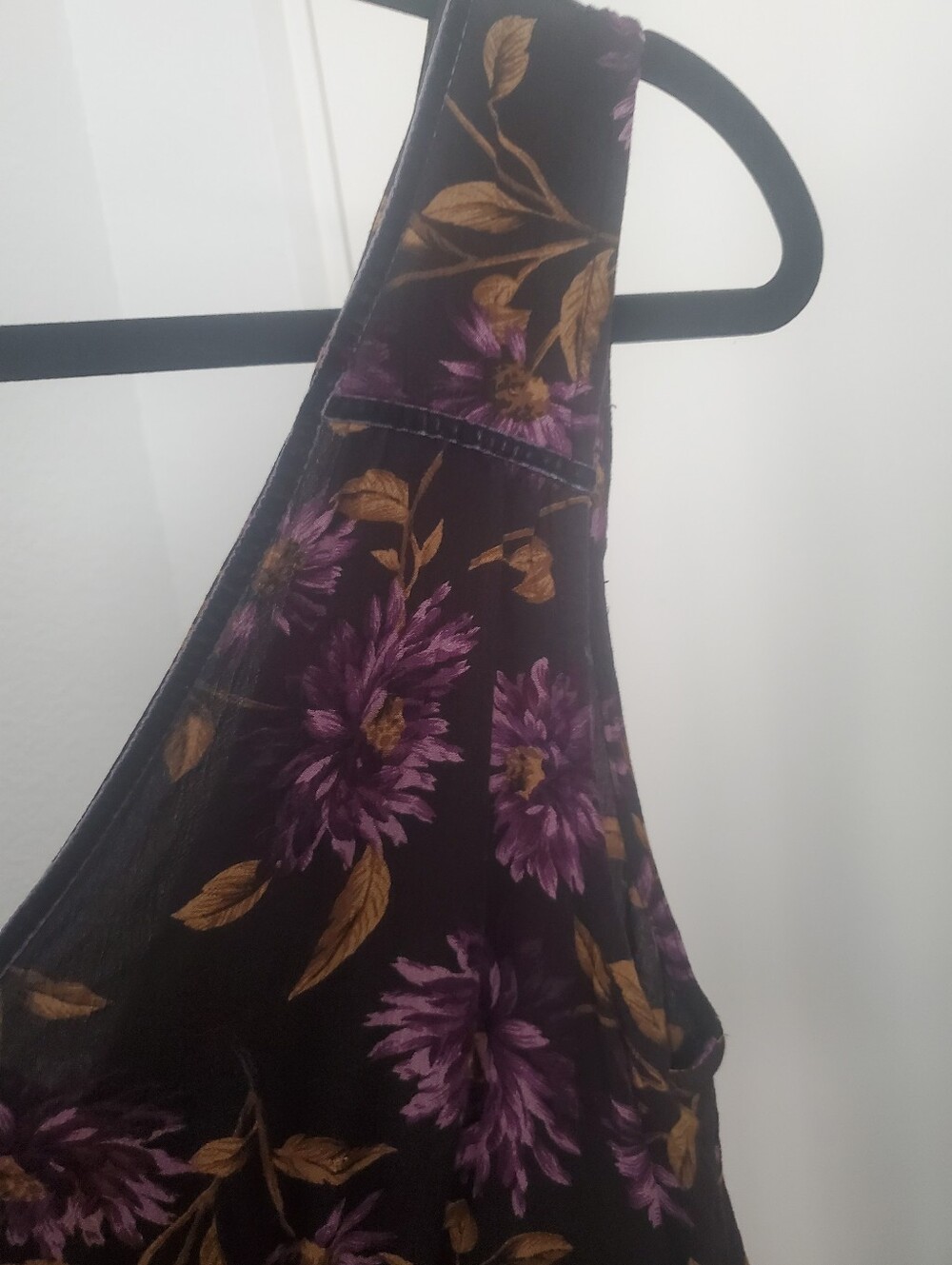 American Eagle Purple Floral Loose Flowy Velvet Trim Top Womens Medium - Picture 5 of 10